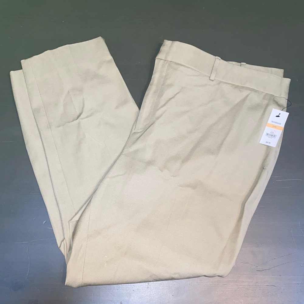 Crown & Ivy Pants 24W Womens Tan Khaki Trousers Stretch Twill Casual NWT New